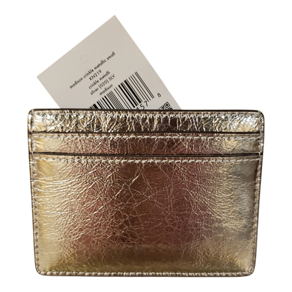 NWT! Kate Spade Metallic Silver Card Holder - Retail $89 - Picture 2 of 2
